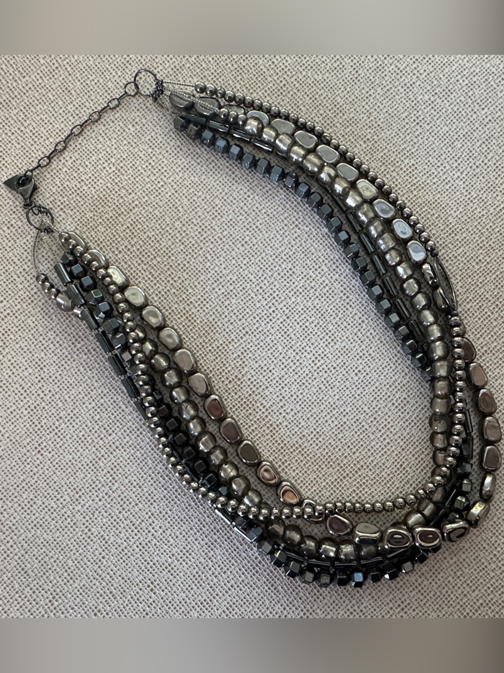 Silpada Multi-Strand Hematite and Metallic Gray Beaded Necklace